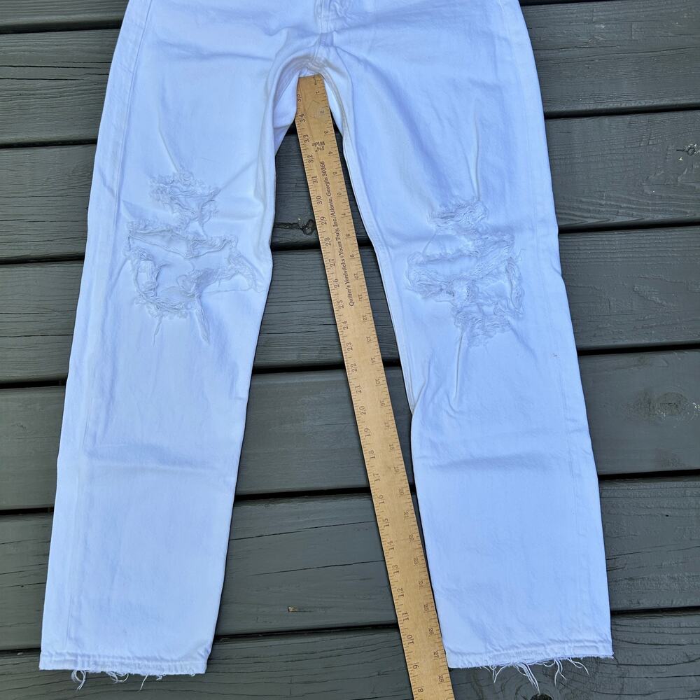 Agolde 90s Jean loose fit premium denim white Distressed Button Fly Size 25 - Picture 8 of 13